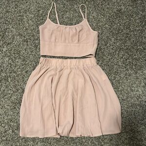 Pink skirt crop top set